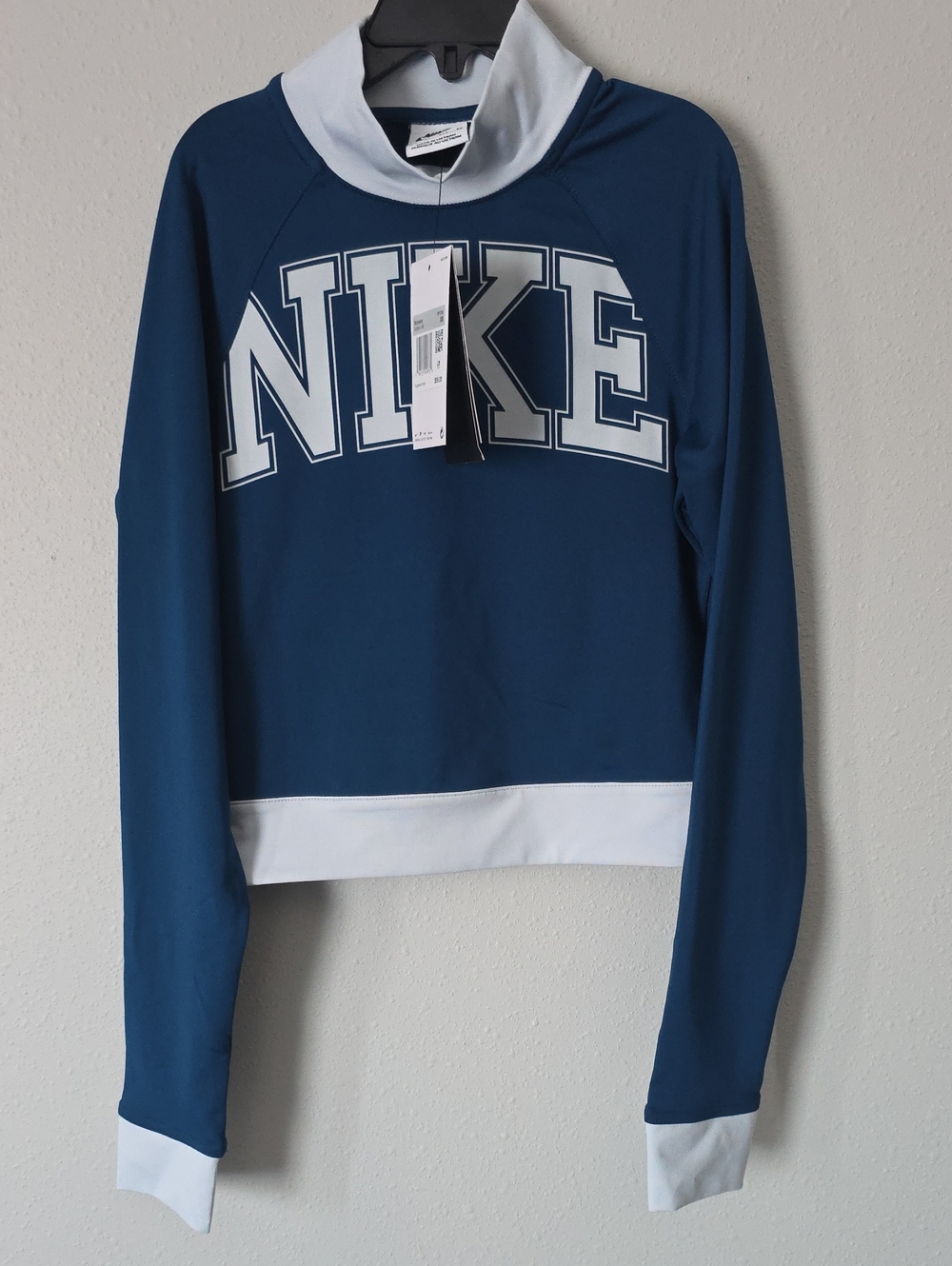 Nike Women's Teal Blue Pullover Sweatshirt with White Accents